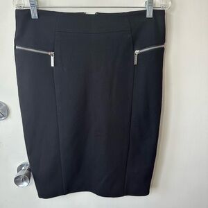 Michael Kors Black Pencil Skirt with Zipper Details